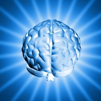 Image of a shiny brain on a blue background